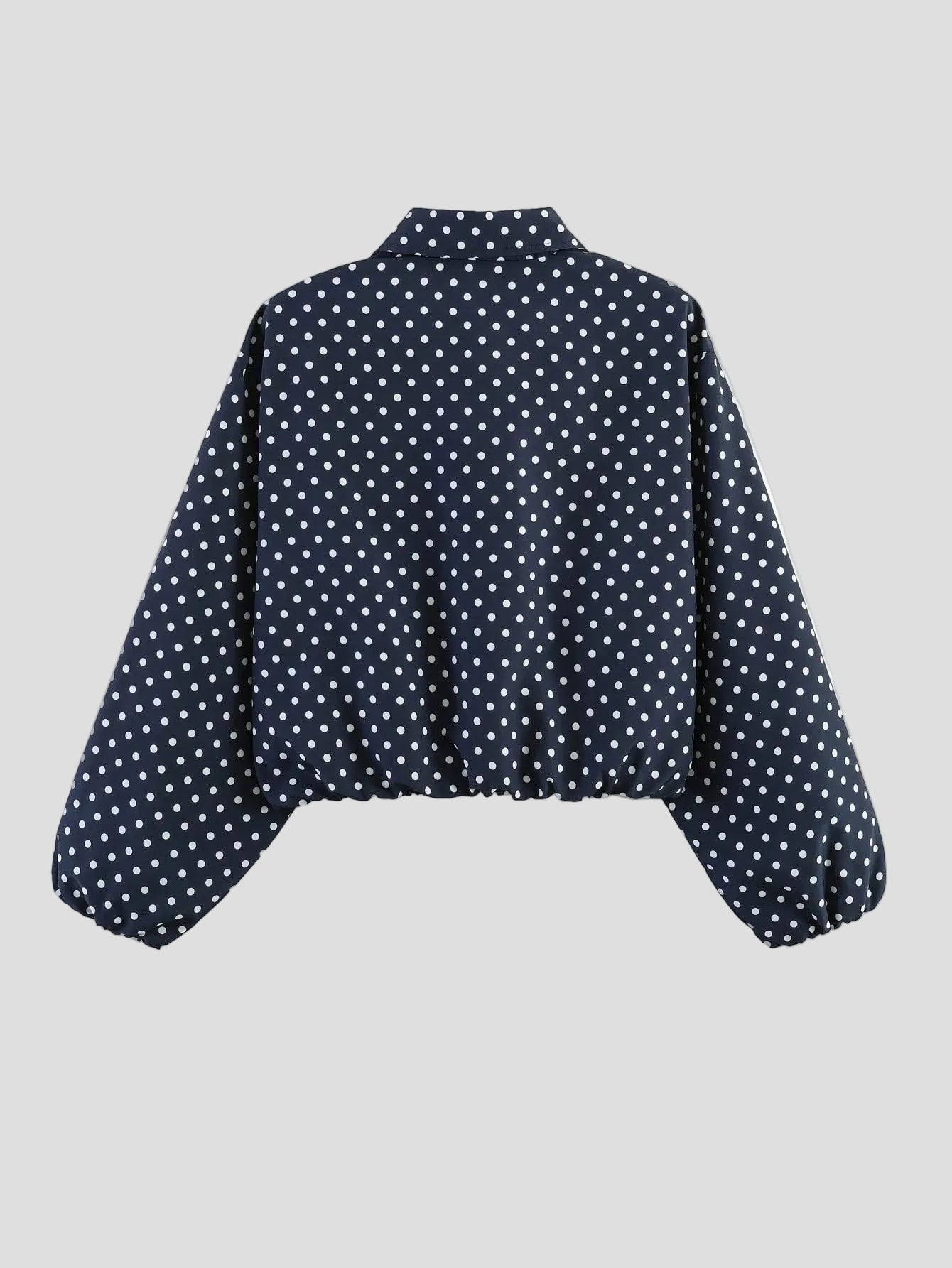 Celeste - Marineblau gepunktete kurze Jacke