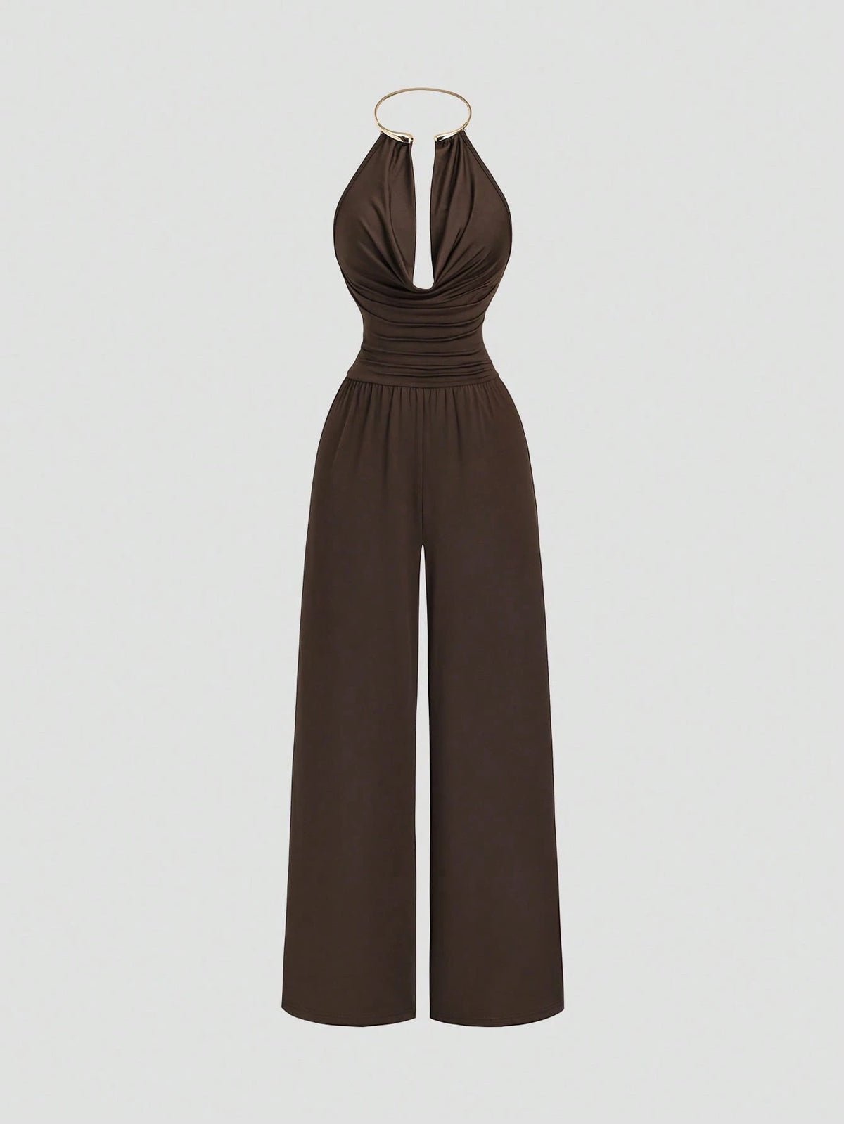 Sweetra Macacão feminino marrom, modelo retrô elegante e moderno, perfeito para a primavera/verão. Ideal para o dia a dia e para ocasiões especiais.