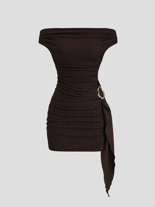 Sophie - Schwarzes, gerafftes Minikleid