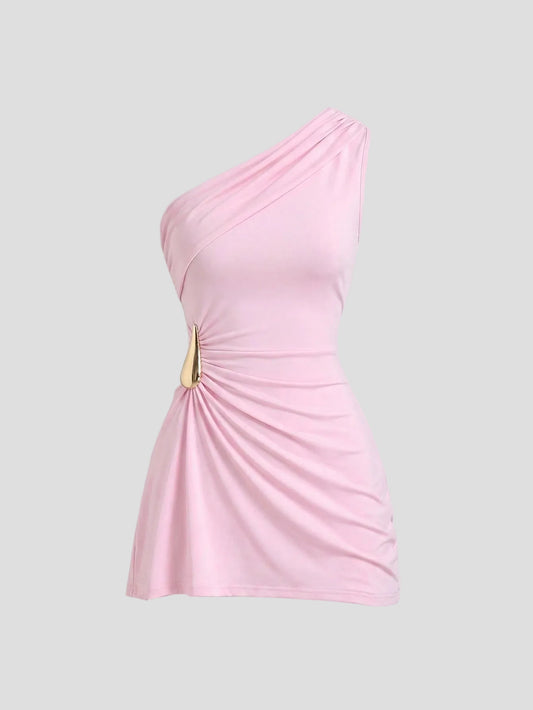 Léonie – Ein-Schulter-Kleid in Pink