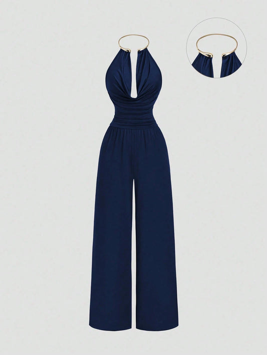 Sweetra Macacão feminino marrom, modelo retrô elegante e moderno, perfeito para a primavera/verão. Ideal para o dia a dia e para ocasiões especiais.