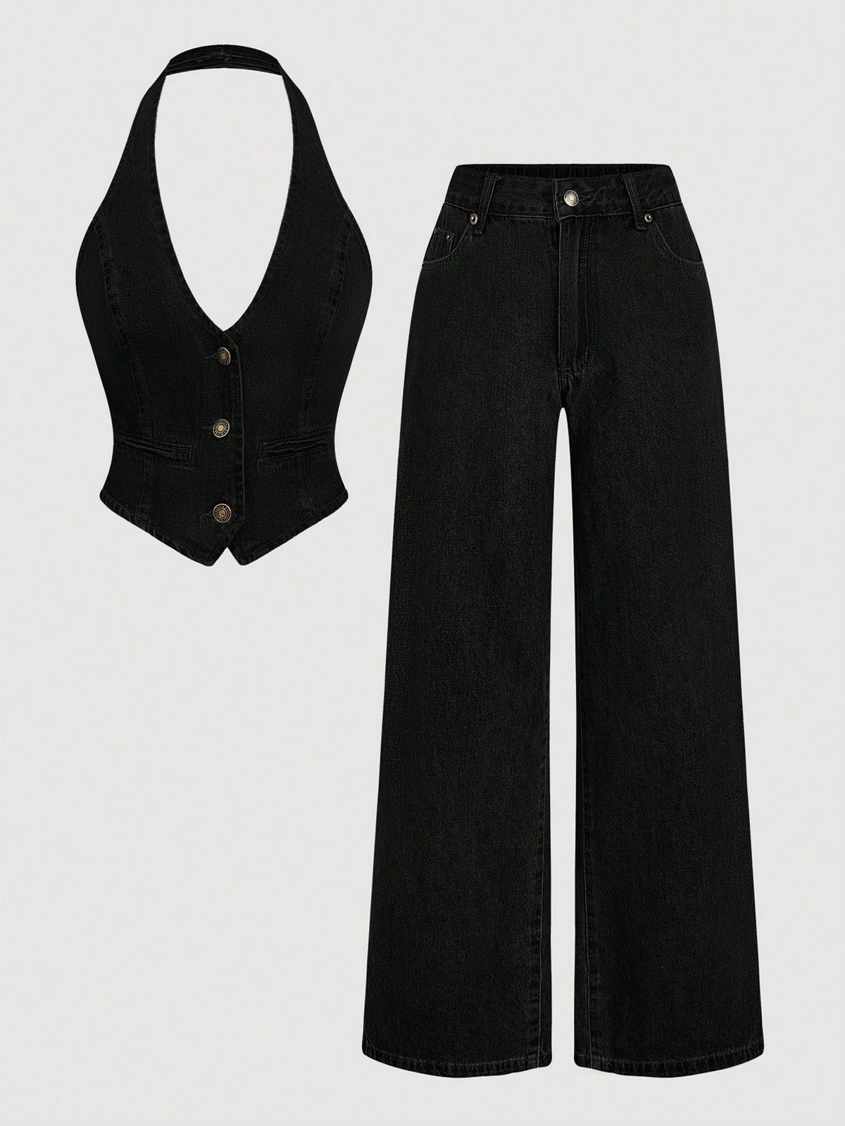 Sweetra Look elegante em jeans para mulheres